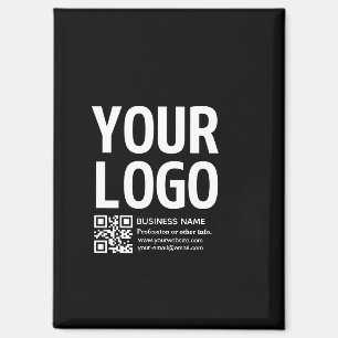 Your Logo w/Editable QR code & Text Magnet