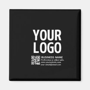 Your Logo w/Editable QR code & Text Magnet