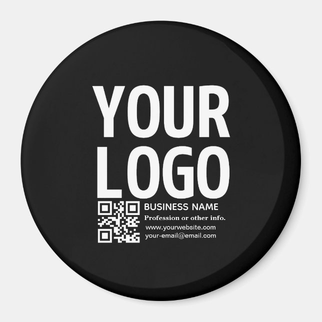 Your Logo w/Editable QR code & Text  Magnet (Front)