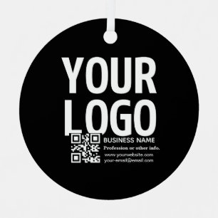 Your Logo w/Editable QR code & Text Metal Tree Decoration