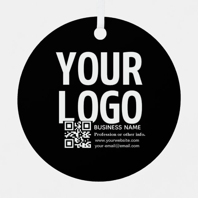 Your Logo w/Editable QR code & Text  Metal Tree Decoration (Front)