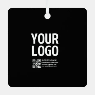 Your Logo w/Editable QR code & Text Metal Tree Decoration