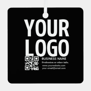 Your Logo w/Editable QR code & Text Metal Tree Decoration