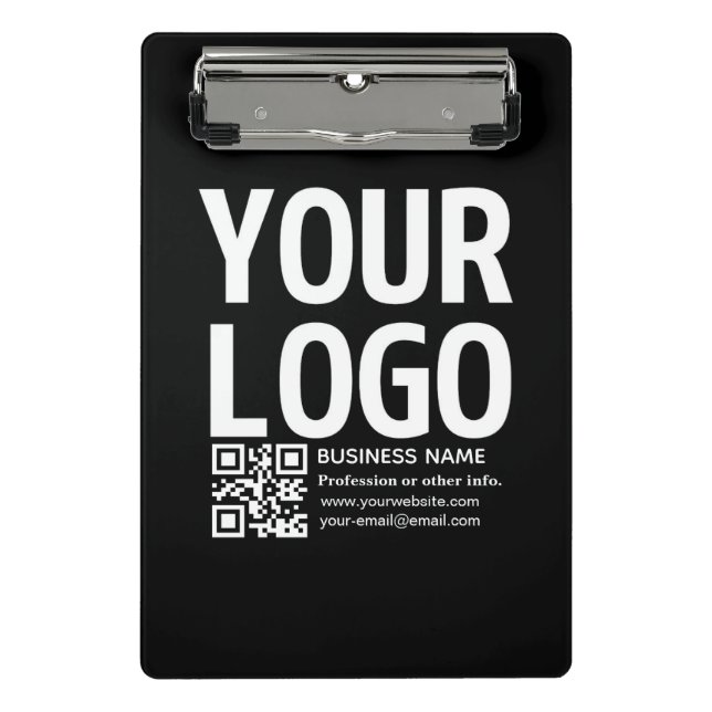 Your Logo w/Editable QR code & Text  Mini Clipboard (Front)