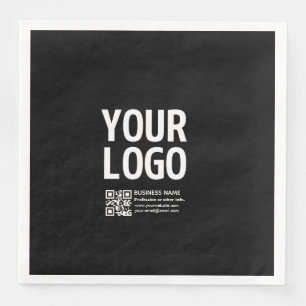 Your Logo w/Editable QR code & Text Napkin
