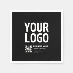 Your Logo w/Editable QR code & Text Napkin