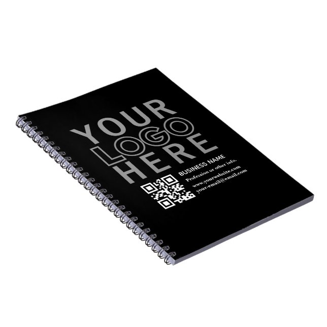 Your Logo w/Editable QR code & Text  Notebook (Right Side)