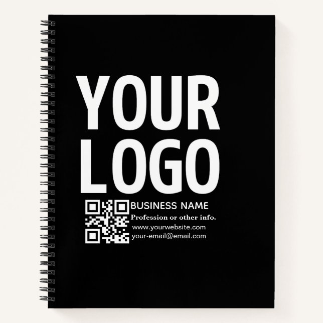 Your Logo w/Editable QR code & Text  Notebook (Front)