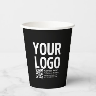 Your Logo w/Editable QR code & Text Paper Cups