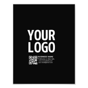 Your Logo w/Editable QR code & Text Photo Print