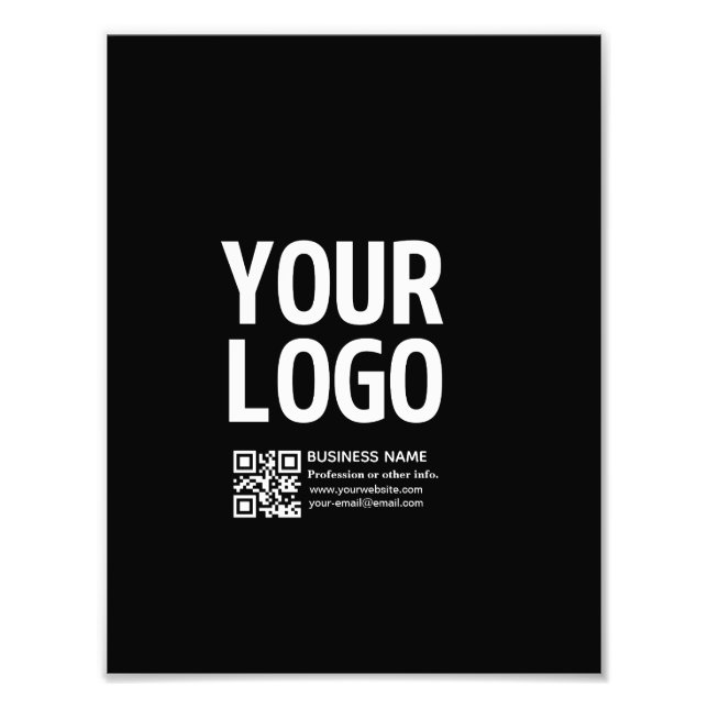 Your Logo w/Editable QR code & Text  Photo Print (Front)