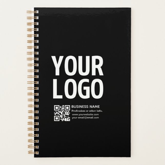 Your Logo w/Editable QR code & Text  Planner (Front)