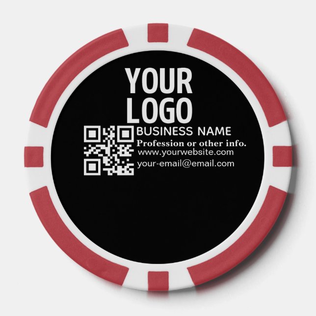 Your Logo w/Editable QR code & Text  Poker Chips (Front)