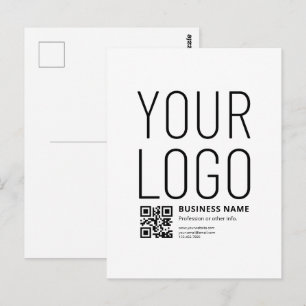 Your Logo w/Editable QR code & Text Postcard