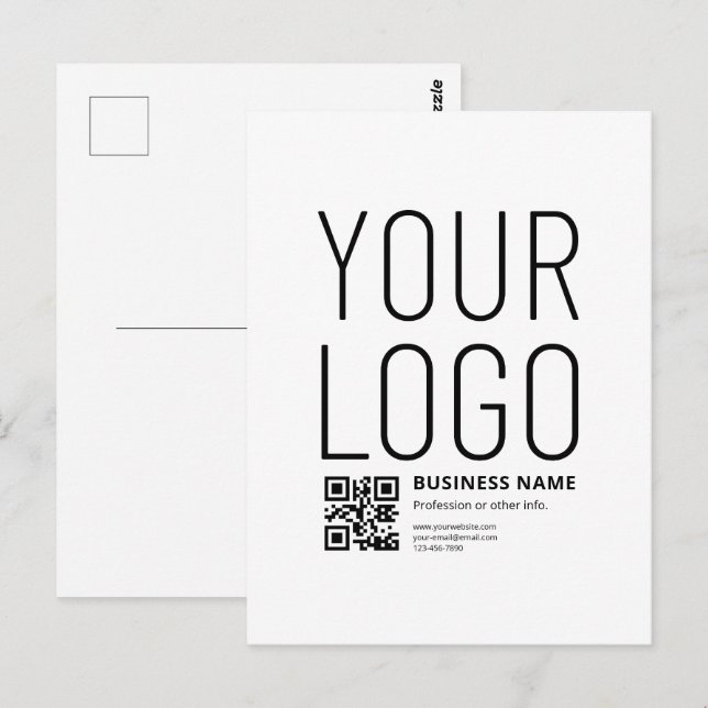 Your Logo w/Editable QR code & Text Postcard (Front/Back)