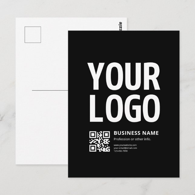 Your Logo w/Editable QR code & Text Postcard (Front/Back)