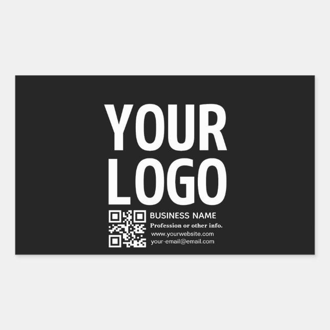 Your Logo w/Editable QR code & Text  Rectangular Sticker (Front)