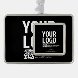 Your Logo w/Editable QR code & Text Silver Plated Framed Ornament