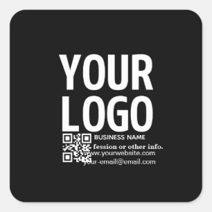 Your Logo w/Editable QR code & Text Square Sticker