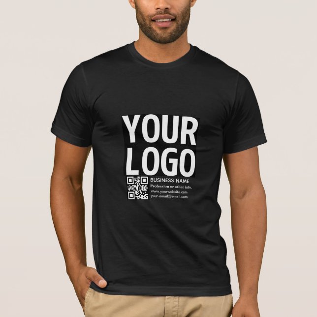 Your Logo w/Editable QR code & Text  T-Shirt (Front)
