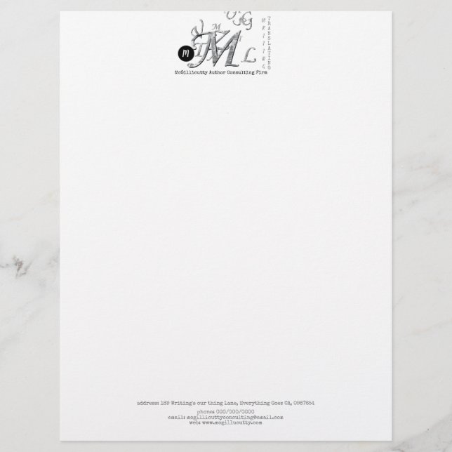 Your Logo w/Elegant Script Lettering Custom Letterhead (Front)