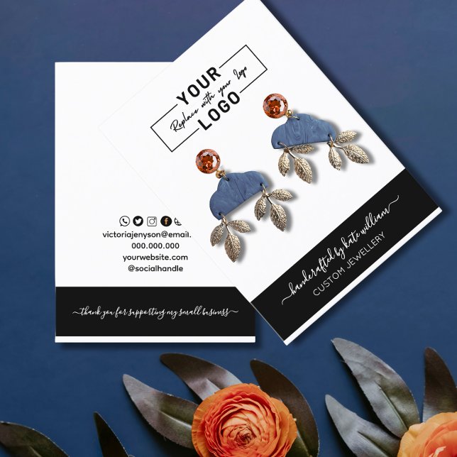 YOUR LOGO white Earring Display Card (Creator Uploaded)