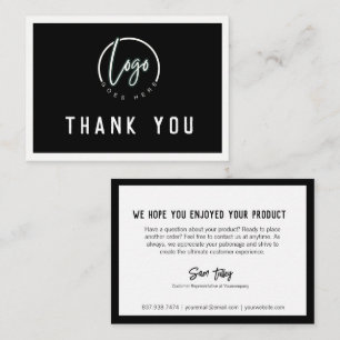 Your Logo White on Black Customer Service Card