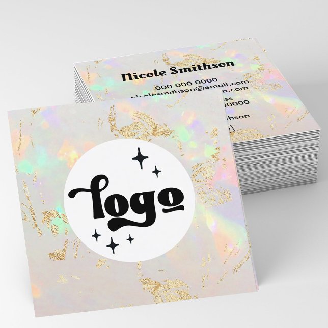 your logo white opal  square business card (Creator Uploaded)