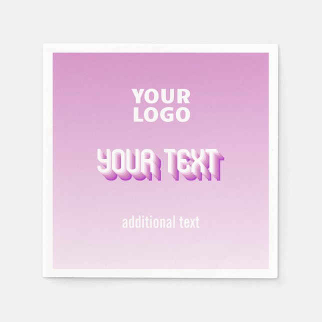 Your Logo with Retro-Modern Editable Text Napkin (Front)