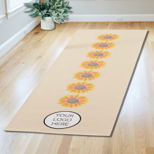 Your Logo Yoga Studio Watercolors Sunflowers Yoga Mat