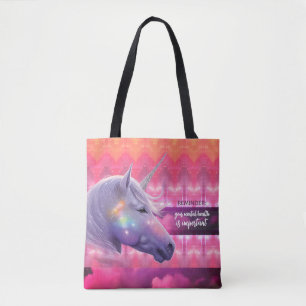 Your Mental Health Is Important Rainbow Unicorn Tote Bag