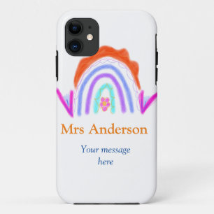 Your message e add text name rainbow teacher Case-Mate iPhone case