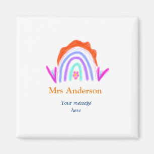 Your message e add text name rainbow teacher magnet