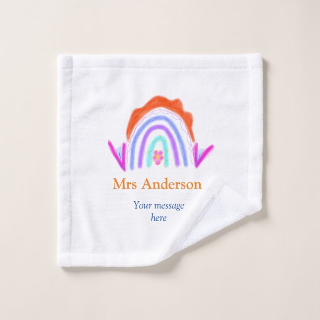 Your message e add text name rainbow teacher wash cloth (Wash Cloth)