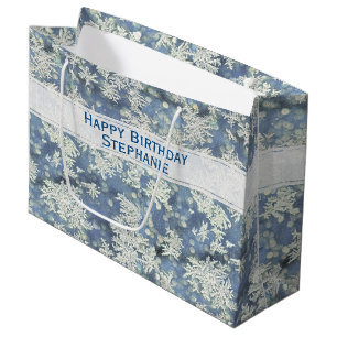 Your Message:  Frozen Frost Abstract Photo - Bokeh Large Gift Bag