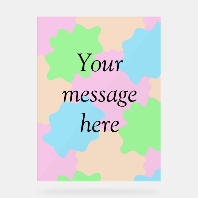 Your message here add text name boho colourful rus acrylic sign (Front)