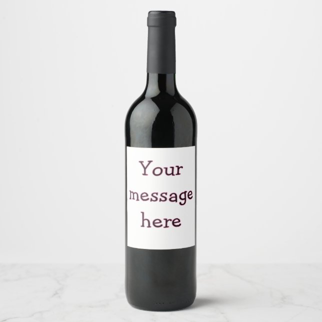 Your message here add text name monogram image quo wine label (Front)