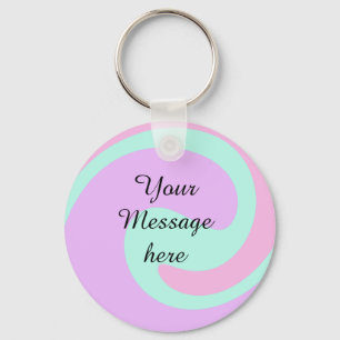 Your message here add text name monogram pink past key ring