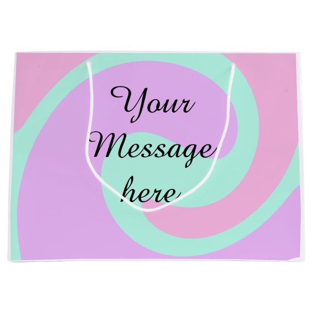Your message here add text name monogram pink past large gift bag (Front)