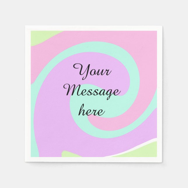 Your message here add text name monogram pink past napkin (Front)