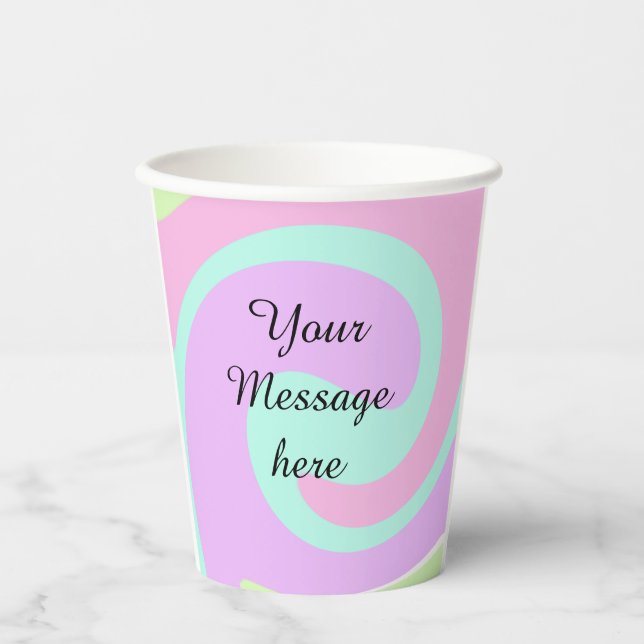 Your message here add text name monogram pink past paper cups (Front)