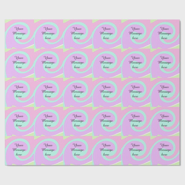 Your message here add text name monogram pink past wrapping paper (Flat)