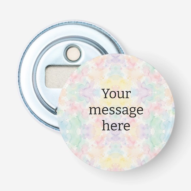 Your message here colourful rainbow pastel monogra bottle opener (Front)