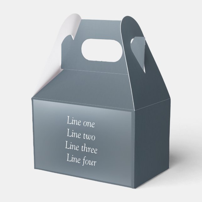 Your message here gray blue metallic background te favour box (Front Side)