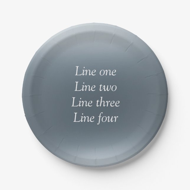 Your message here gray blue metallic background te paper plate (Front)
