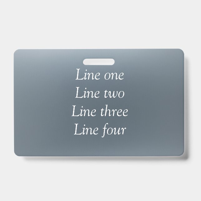 Your message here grey blue metallic background te ID badge (Front)