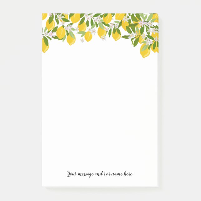 Your Message Lemon Greenery Post-it Notes (Front)
