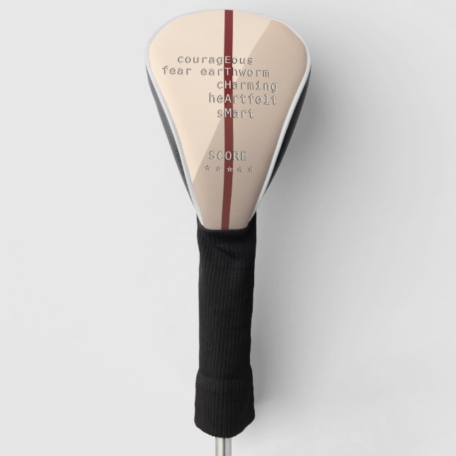 Your message or name with Crosswords? Over beige Golf Head Cover (Front)