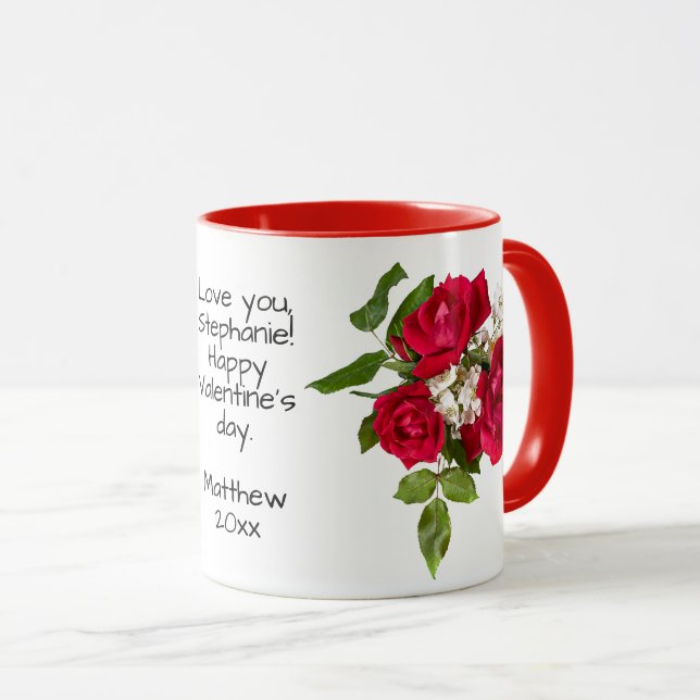 Your Message:  Red Rose Bouquet Photo Valentine Mug (Front Right)