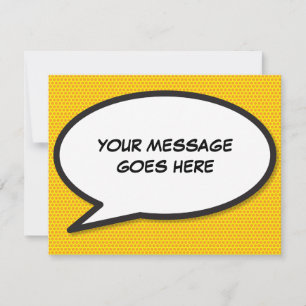 Your Message Speech Bubble Fun Comic Book Card